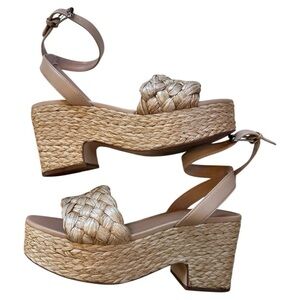 Marc Fisher Women's Braided Espadrille Platform Summer Sandals EUC, size 9.5